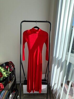 Red Long Sleeve Maxi Dress